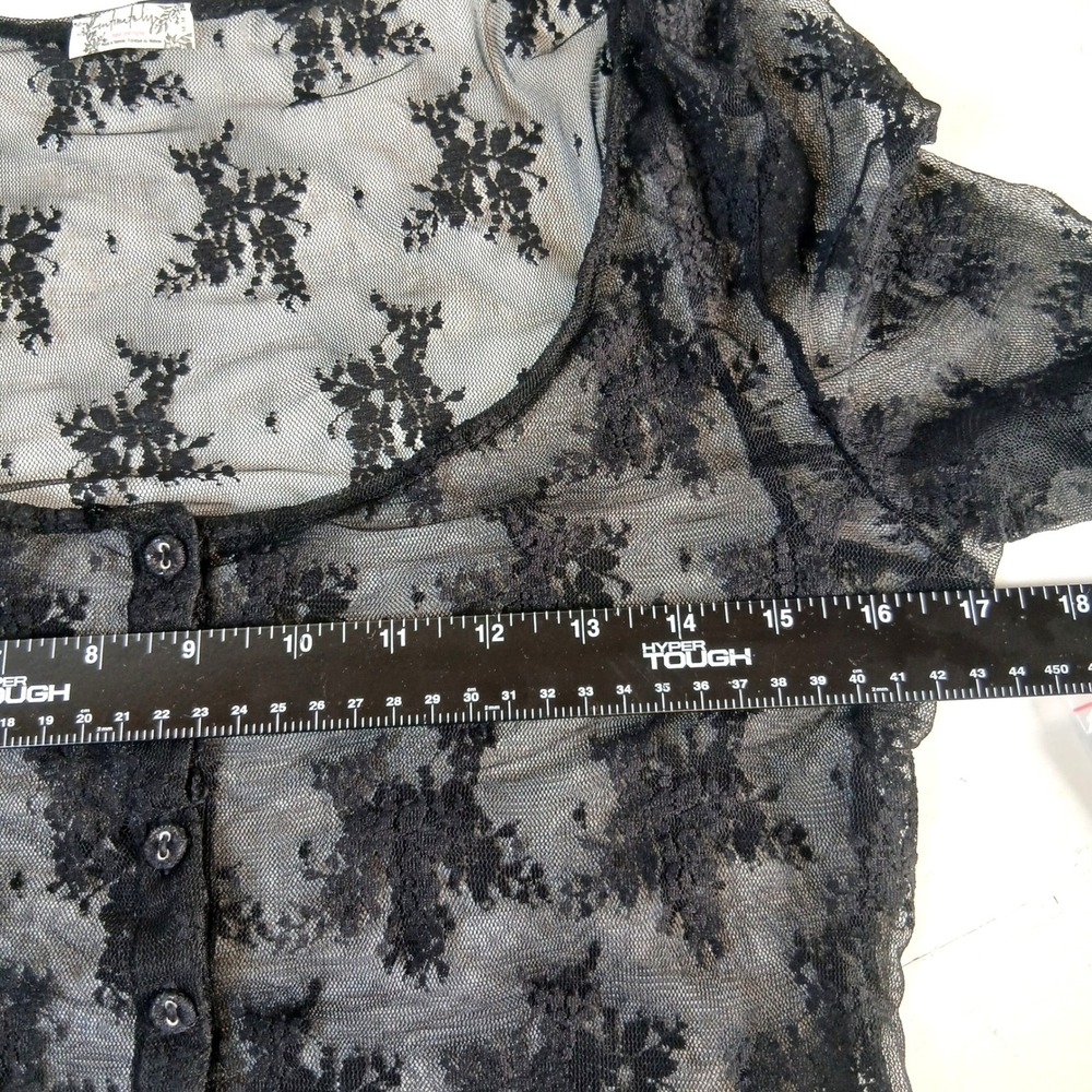 Intimately Free People Lost in Lace Cardi Black Sheer Floral Coquette M NWT - Picture 7 of 8
